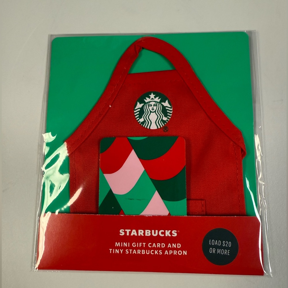 Starbucks Mini Gift Card with Red and Green Apron